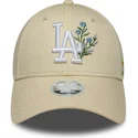 cappellino-curvo-beige-regolabile-da-donna-9forty-floral-icon-dei-los-angeles-dodgers-mlb-di-new-era