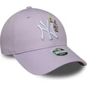 cappellino-curvo-viola-regolabile-da-donna-9forty-floral-icon-dei-new-york-yankees-mlb-di-new-era
