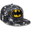 cappellino-nero-snapback-piatto-per-bambino-9fifty-all-over-print-di-batman-dc-comics-di-new-era