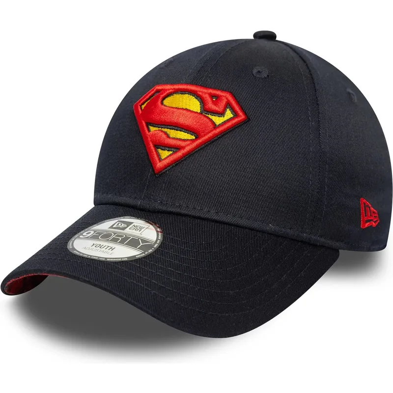cappellino-curvo-blu-marino-regolabile-per-bambino-9forty-all-over-print-di-superman-dc-comics-di-new-era