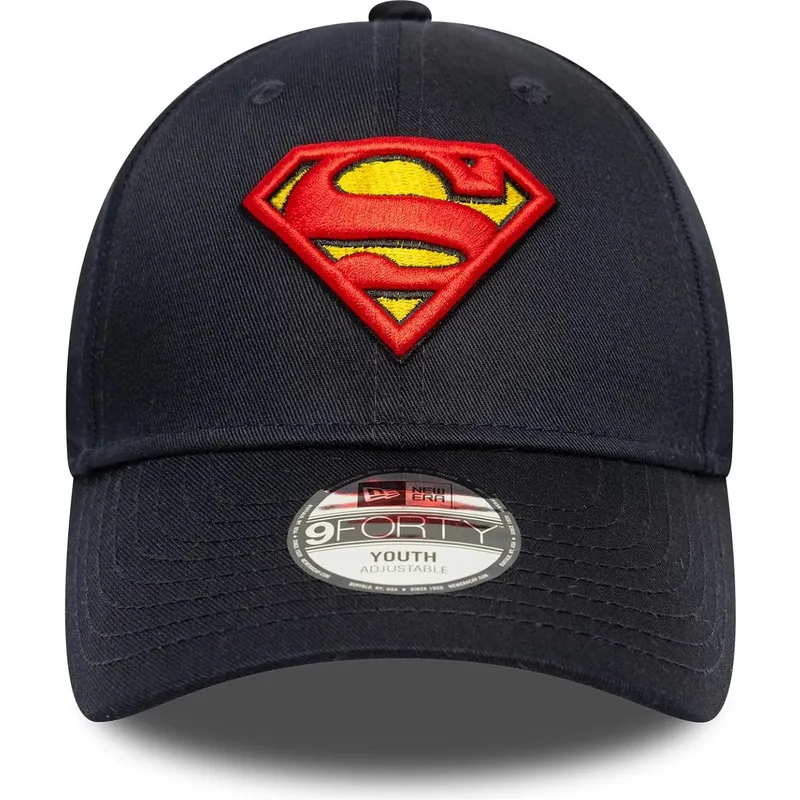 cappellino-curvo-blu-marino-regolabile-per-bambino-9forty-all-over-print-di-superman-dc-comics-di-new-era