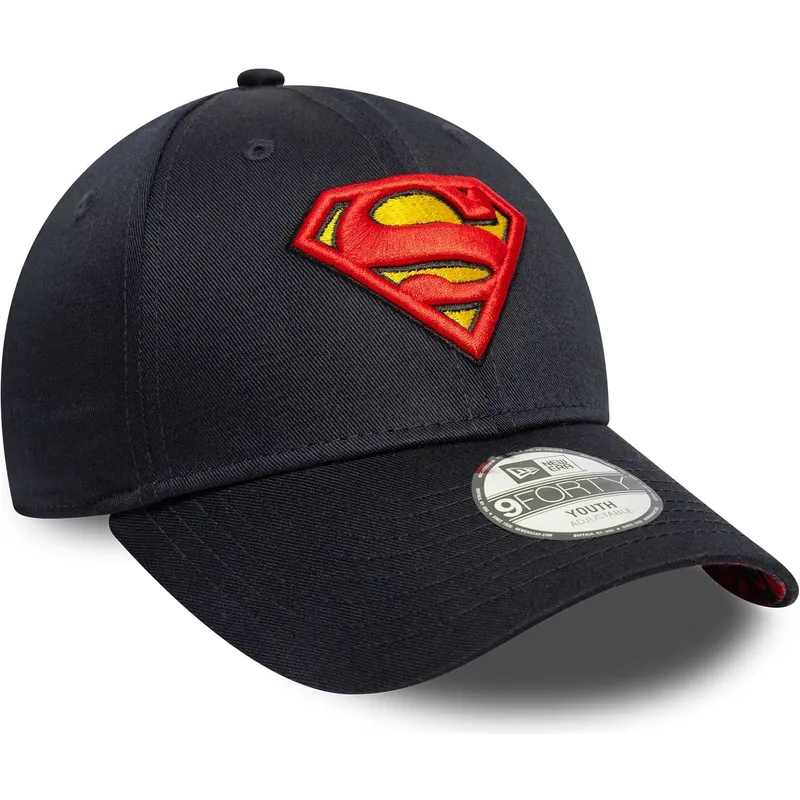 cappellino-curvo-blu-marino-regolabile-per-bambino-9forty-all-over-print-di-superman-dc-comics-di-new-era