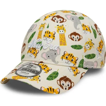 Cappellino curvo beige regolabile per bambino 9FORTY All Over Print Safari di New Era