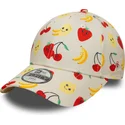 cappellino-curvo-beige-regolabile-per-bambino-9forty-all-over-print-fruit-di-new-era