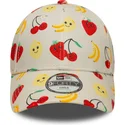 cappellino-curvo-beige-regolabile-per-bambino-9forty-all-over-print-fruit-di-new-era