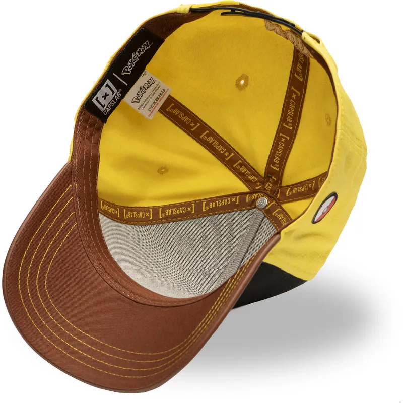 cappellino-curvo-nero-giallo-e-marrone-snapback-pikachu-pmk6-pik-pokemon-di-capslab