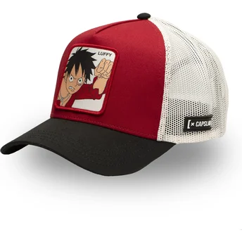 Cappellino trucker rosso, bianco e nero Monkey D. Luffy OP5 RED One Piece di Capslab
