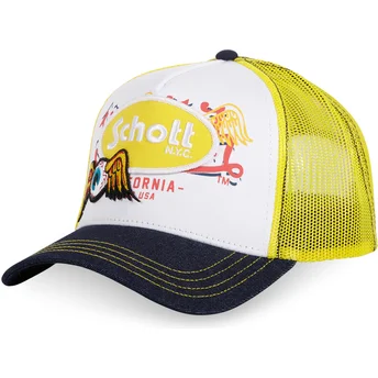 Cappellino trucker bianco, giallo e nero PATCH di Von Dutch x Schott NYC