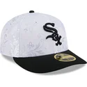 cappello-piatto-bianco-e-nero-aderente-59fifty-day-low-profile-di-chicago-white-sox-mlb-di-new-era