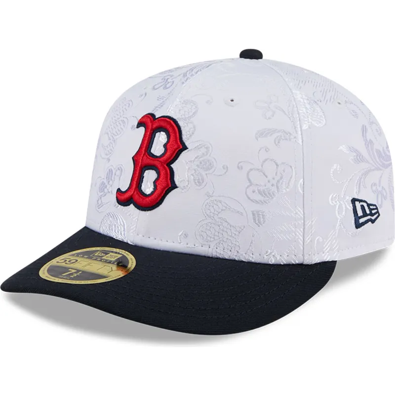 cappello-piatto-blu-marino-e-bianco-regolato-59fifty-day-low-profile-di-boston-red-sox-mlb-di-new-era