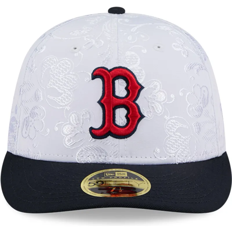 cappello-piatto-blu-marino-e-bianco-regolato-59fifty-day-low-profile-di-boston-red-sox-mlb-di-new-era