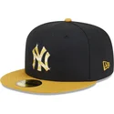 cappello-piatto-nero-e-giallo-regolabile-con-logo-dorato-59fifty-day-dei-new-york-yankees-mlb-di-new-era