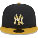 cappello-piatto-nero-e-giallo-regolabile-con-logo-dorato-59fifty-day-dei-new-york-yankees-mlb-di-new-era