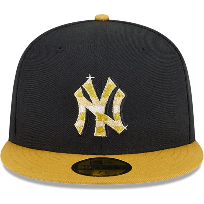 cappello-piatto-nero-e-giallo-chiuso-con-logo-dorato-59fifty-day-dei-new-york-yankees-mlb-di-new-era