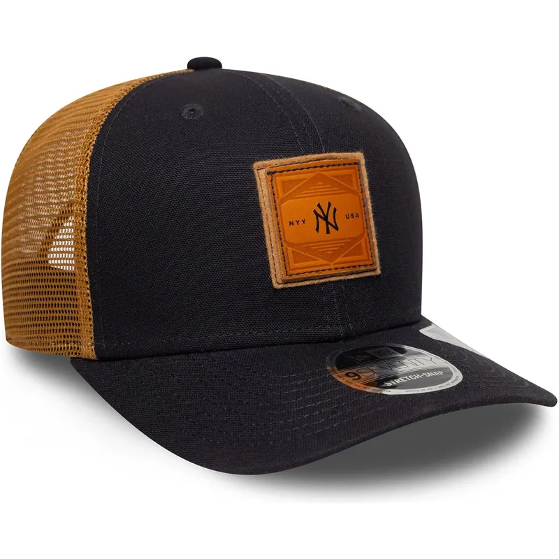 cappellino-trucker-blu-marino-e-marrone-9seventy-stretch-snap-debossed-logo-di-new-york-yankees-mlb-di-new-era