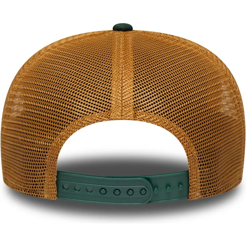 cappellino-trucker-verde-e-marrone-9seventy-stretch-snap-debossed-logo-di-oakland-athletics-mlb-di-new-era