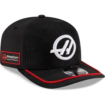Cappellino snapback nero 9SEVENTY Stretch Snap Camo con visiera curva del team Haas F1 di New Era