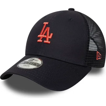 Cappellino trucker blu marino regolabile per bambino con logo rosso 9FORTY Homefield dei Los Angeles Dodgers MLB di New Era