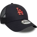 cappellino-trucker-blu-marino-regolabile-per-bambino-con-logo-rosso-9forty-homefield-dei-los-angeles-dodgers-mlb-di-new-era