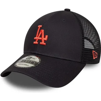 Cappellino trucker blu navy regolabile con logo rosso 9FORTY Homefield dei Los Angeles Dodgers MLB di New Era