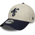 cappello-curvo-beige-e-blu-navy-regolabile-9forty-linen-di-new-era