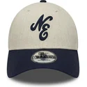 cappello-curvo-beige-e-blu-navy-regolabile-9forty-linen-di-new-era
