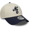 cappello-curvo-beige-e-blu-navy-regolabile-9forty-linen-di-new-era