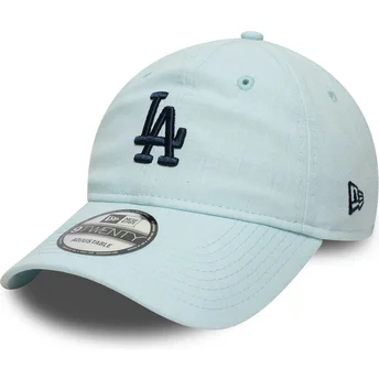 Cappellino curvo blu regolabile con logo blu marino 9TWENTY Linen dei Los Angeles Dodgers MLB di New Era