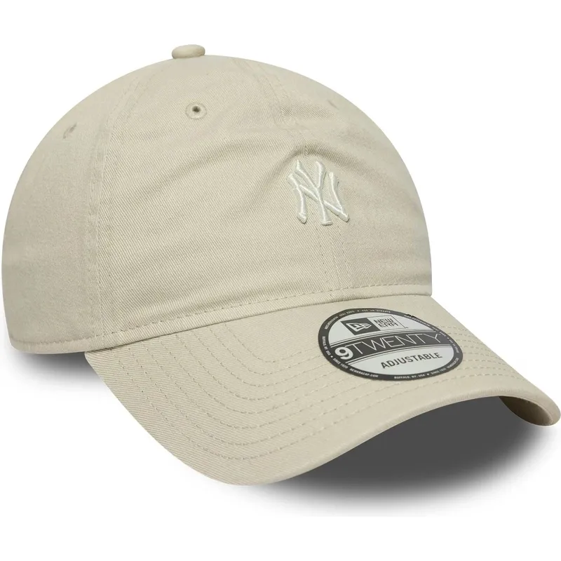 cappellino-beige-con-visiera-curva-regolabile-9twenty-mini-logo-washed-dei-new-york-yankees-mlb-di-new-era