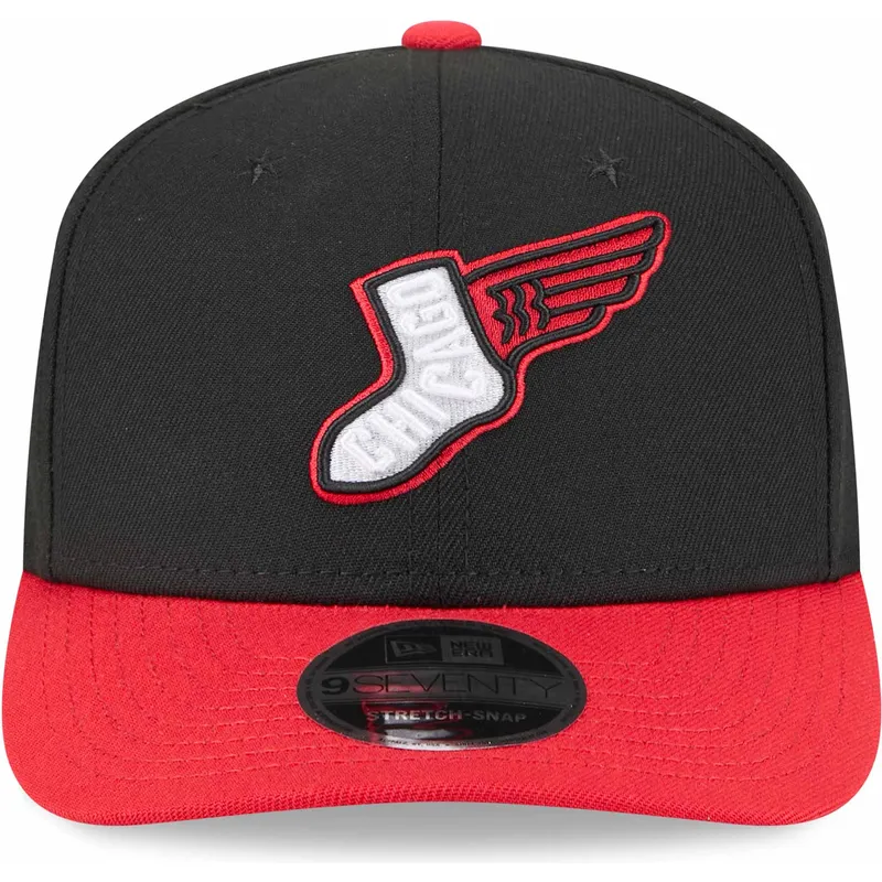 cappellino-curvo-rosso-e-nero-snapback-9seventy-stretch-snap-city-connect-di-chicago-white-sox-mlb-di-new-era