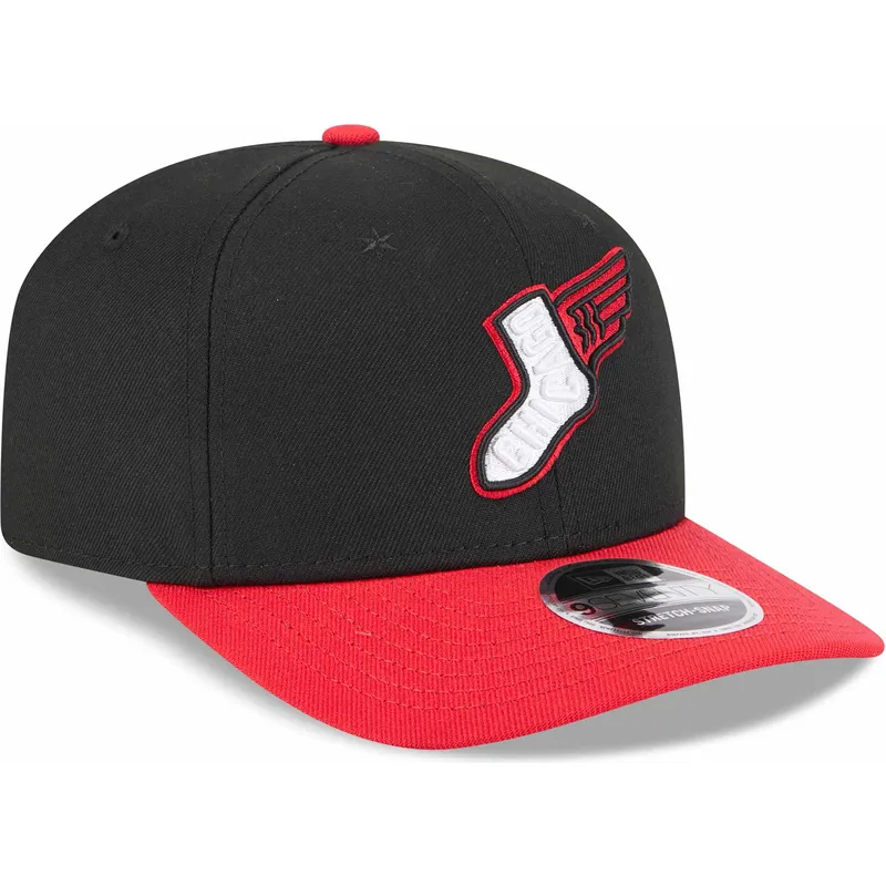 cappellino-curvo-rosso-e-nero-snapback-9seventy-stretch-snap-city-connect-di-chicago-white-sox-mlb-di-new-era