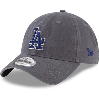 Cappellino grigio regolabile con visiera curva e logo blu 9TWENTY Core Classic dei Los Angeles Dodgers MLB di New Era