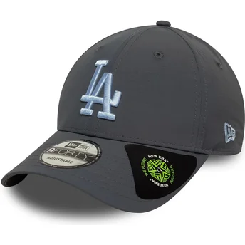 Cappellino curvo grigio regolabile con logo blu 9FORTY riciclato dei Los Angeles Dodgers MLB di New Era