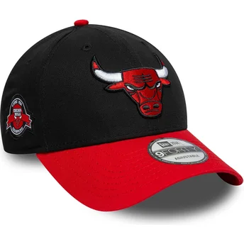 Cappellino curvo nero e rosso regolabile 9FORTY Side Patch dei Chicago Bulls NBA di New Era