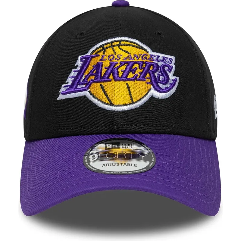 cappello-curvo-nero-e-viola-regolabile-9forty-side-patch-los-angeles-lakers-nba-di-new-era