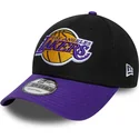cappellino-curvo-nero-e-viola-regolabile-9forty-side-patch-dei-los-angeles-lakers-nba-di-new-era