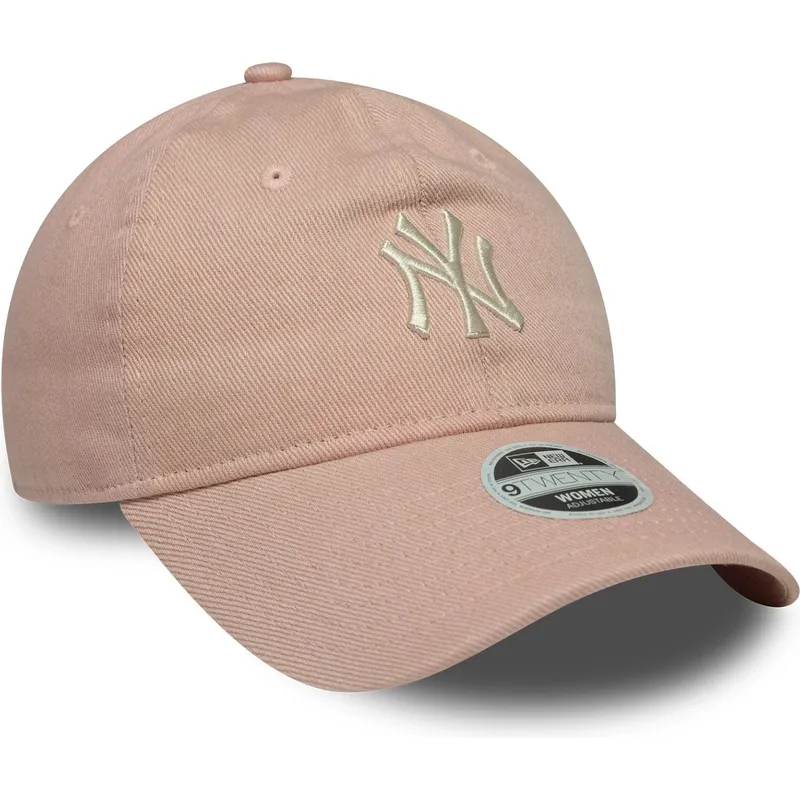 cappellino-curvo-rosa-regolabile-da-donna-9twenty-dye-denim-dei-new-york-yankees-mlb-di-new-era