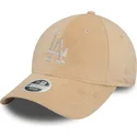 cappellino-curvo-beige-regolabile-da-donna-9forty-velour-diamante-los-angeles-dodgers-mlb-di-new-era