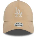 cappellino-curvo-beige-regolabile-da-donna-9forty-velour-diamante-los-angeles-dodgers-mlb-di-new-era
