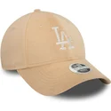 cappellino-curvo-beige-regolabile-da-donna-9forty-velour-diamante-los-angeles-dodgers-mlb-di-new-era