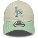 cappellino-curvo-beige-e-verde-regolabile-da-donna-9twenty-world-series-cooperstown-dei-los-angeles-dodgers-mlb-di-new-era