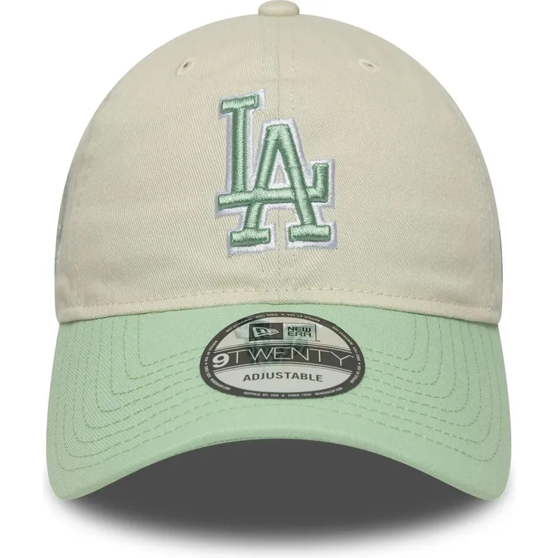 cappellino-curva-beige-e-verde-regolabile-da-donna-9twenty-world-series-cooperstown-dei-los-angeles-dodgers-mlb-di-new-era
