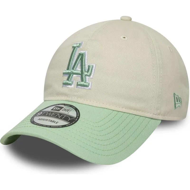 cappellino-curva-beige-e-verde-regolabile-da-donna-9twenty-world-series-cooperstown-dei-los-angeles-dodgers-mlb-di-new-era