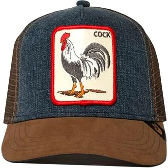 Gorra trucker marrone e denim gallo Big Strut di Goorin Bros.