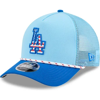 Cappellino trucker blu 9FORTY M-Crown A Frame 4th July dei Los Angeles Dodgers MLB di New Era