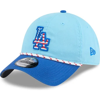 Cappellino curvo blu regolabile 9TWENTY 4th July dei Los Angeles Dodgers MLB di New Era