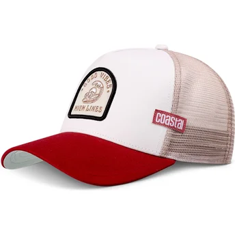 Cappellino trucker beige e rosso High Lines HFT di Coastal