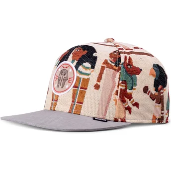 Snapback piatto beige e grigio Tutanch Linen di Djinns