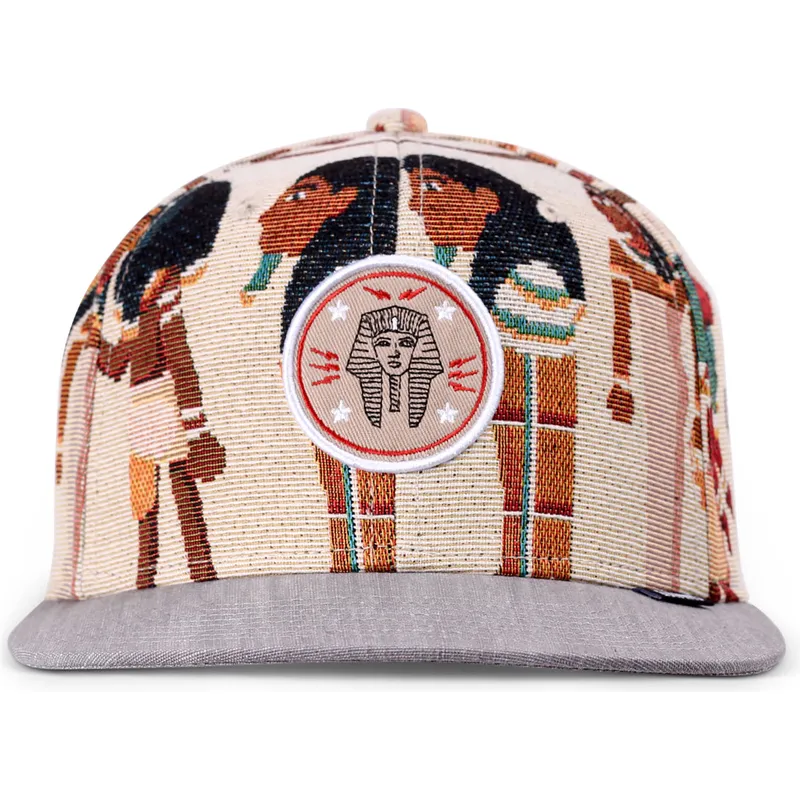 cappello-piatto-beige-e-grigio-snapback-tutanch-linen-di-djinns