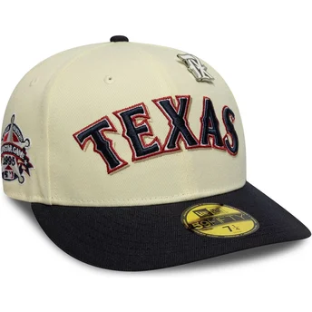 Cappellino curvo beige e blu marino aderente 59FIFTY All Star Game Pin dei Texas Rangers MLB di New Era
